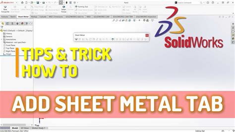 how to add sheet metal tab in solidworks|solidworks sheet metal template.